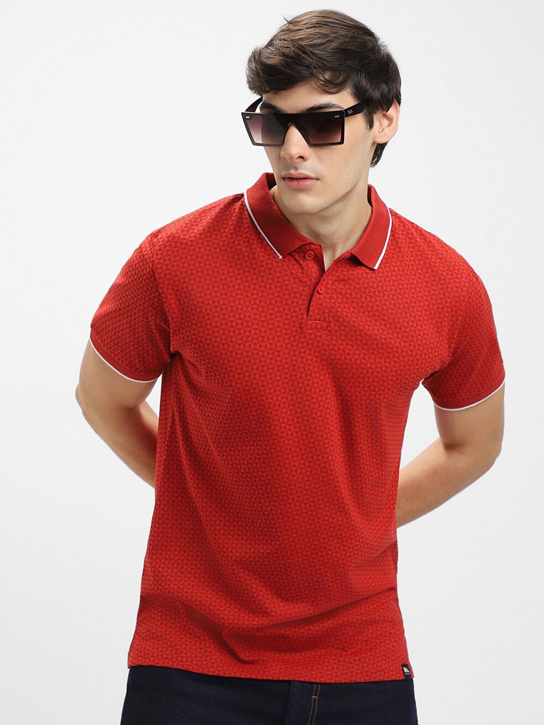 

Dennis Lingo Polo Collar Regular Fit Cotton T-shirt, Rust