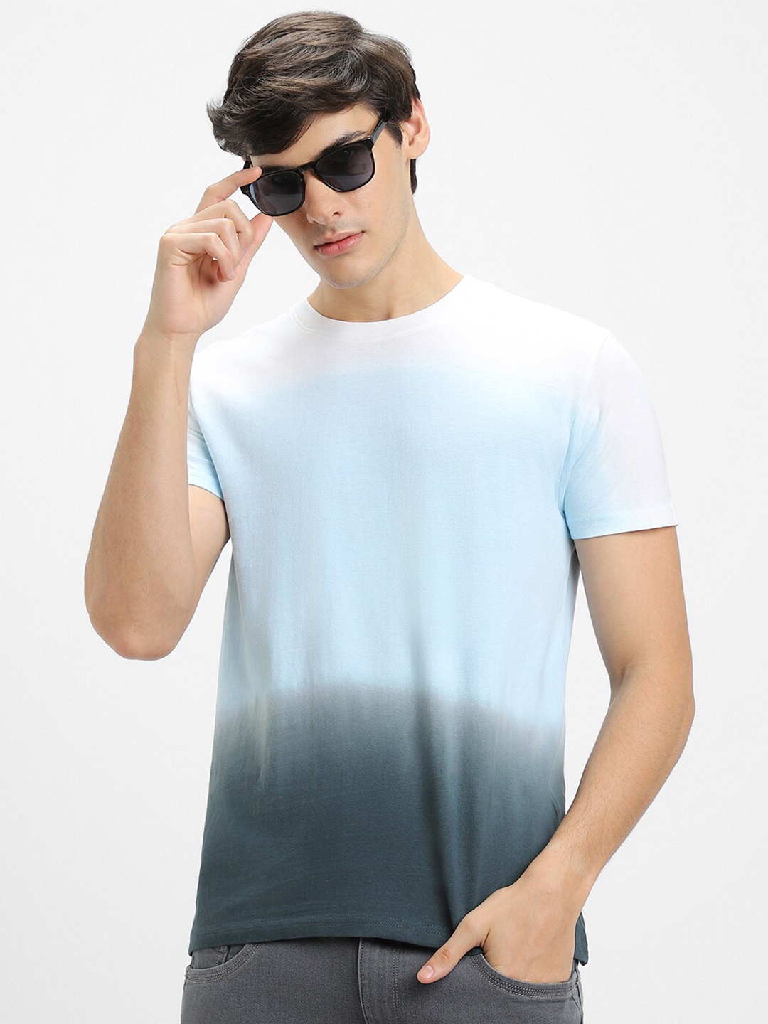 

Dennis Lingo Ombre Dyed Slim Fit Cotton T-shirt, Blue