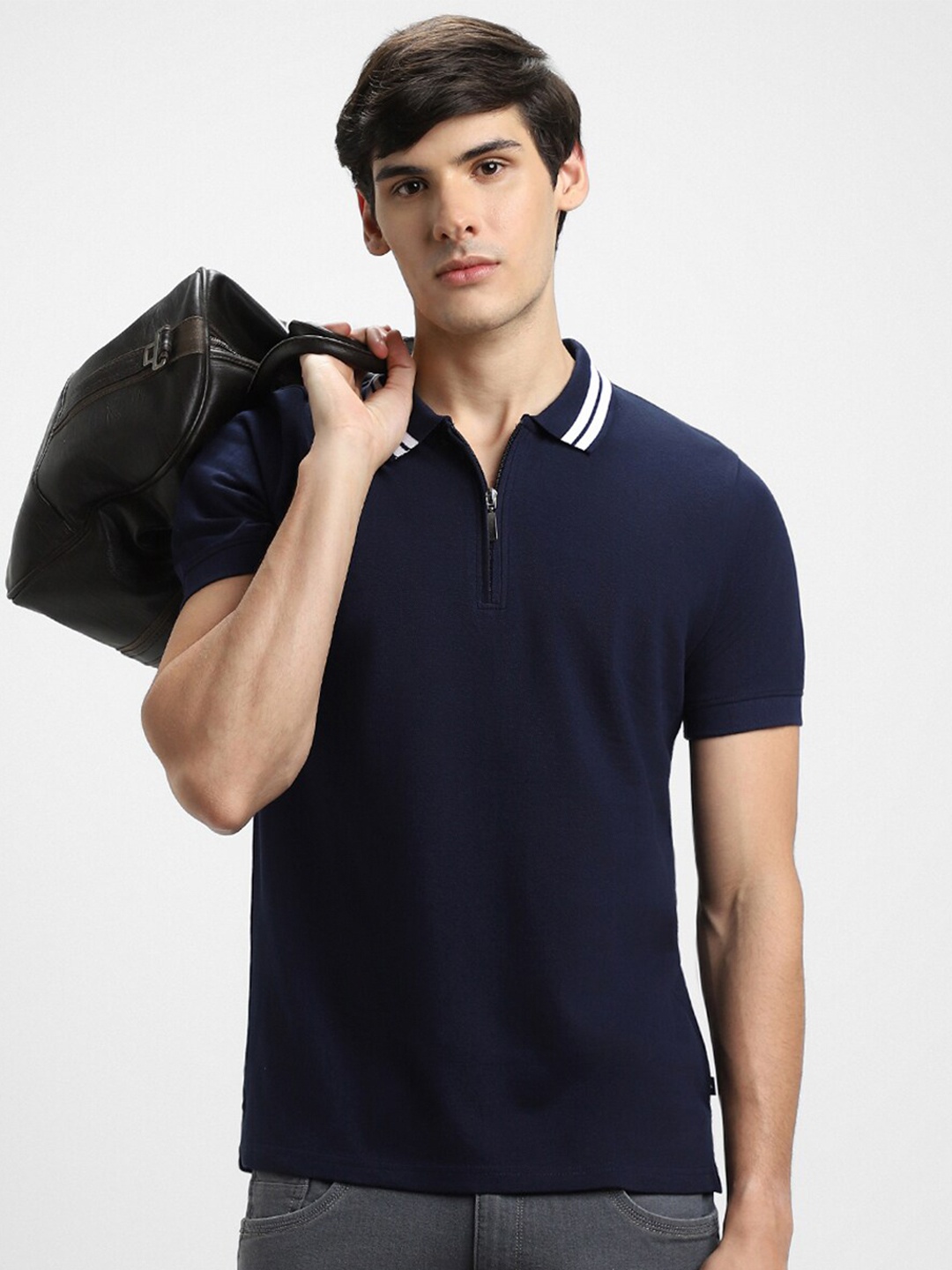 

Dennis Lingo Polo Collar Pure Cotton T-shirt, Navy blue
