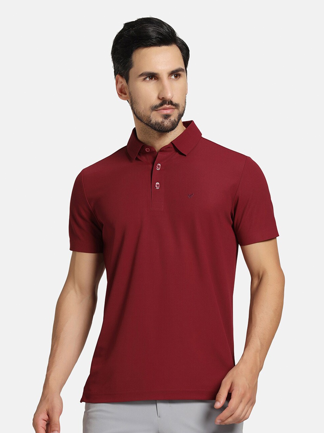 

Blackberrys Men Maroon Solid TechPro Polo Tshirts, Red