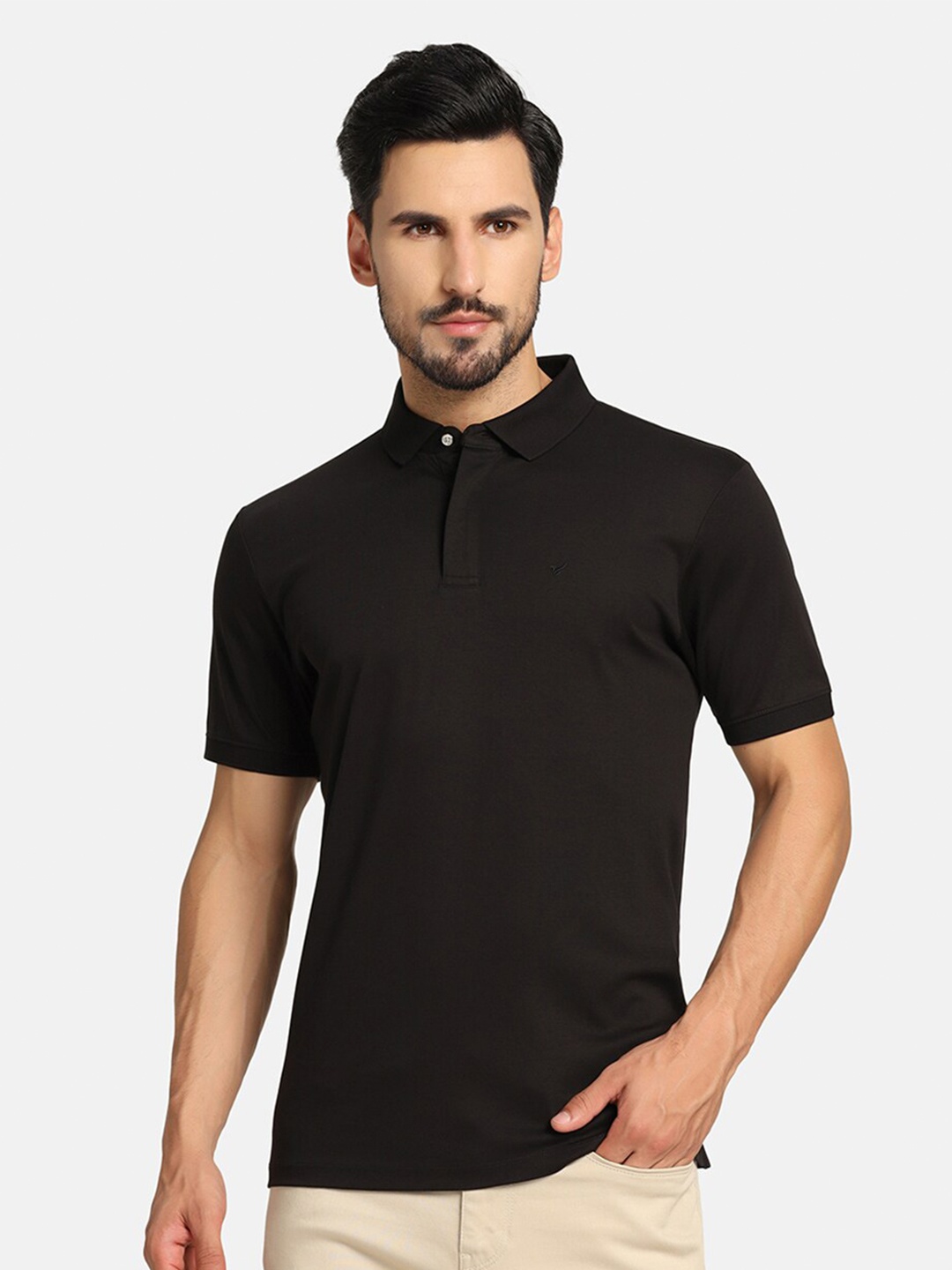 

Blackberrys Mandarin Collar Cotton Slim Fit T-shirt, Black