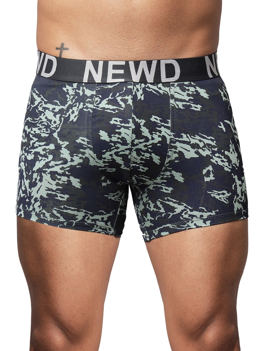 

NEWD Abstract Printed Short Trunks TP12-GREEN-S, Navy blue