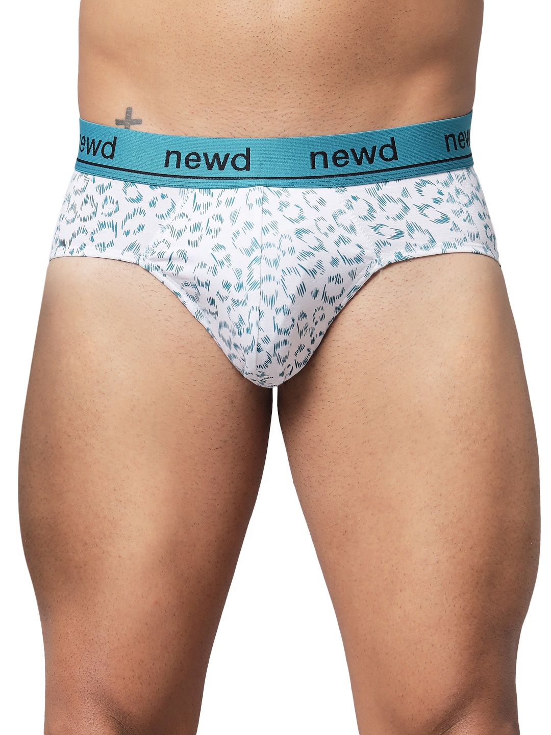 

NEWD Abstract Printed Logo-Band Briefs -NBP16-WHITE-S