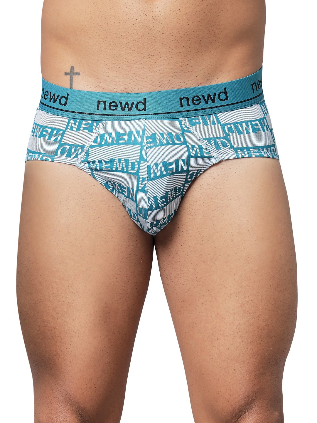 

NEWD Mid-Rise Logo Printed Basic Briefs NBP13-TEAL-S, Blue