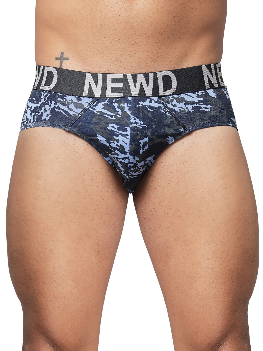 

NEWD Mid-Rise Camouflage Printed Basic Briefs NBP12-BLUE-S, Navy blue