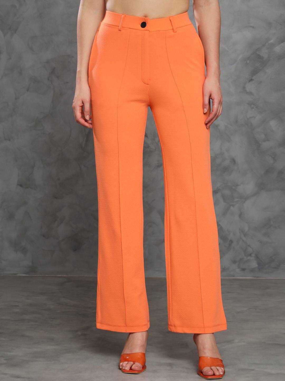 

MAZIE Women Original Mid-Rise Lycra Parallel Trousers, Orange