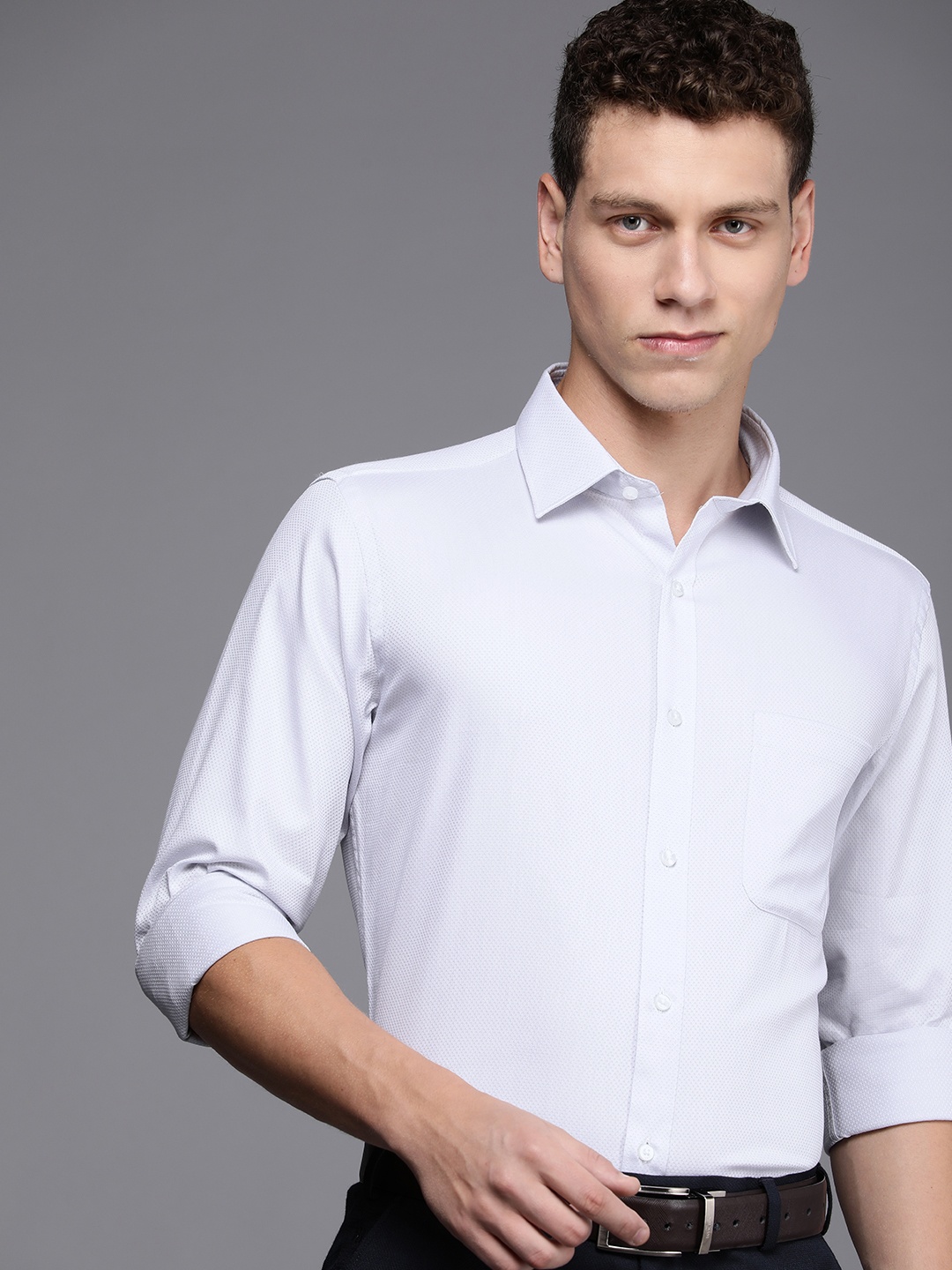 

Raymond Slim Fit Opaque Pure Cotton Formal Shirt, Grey