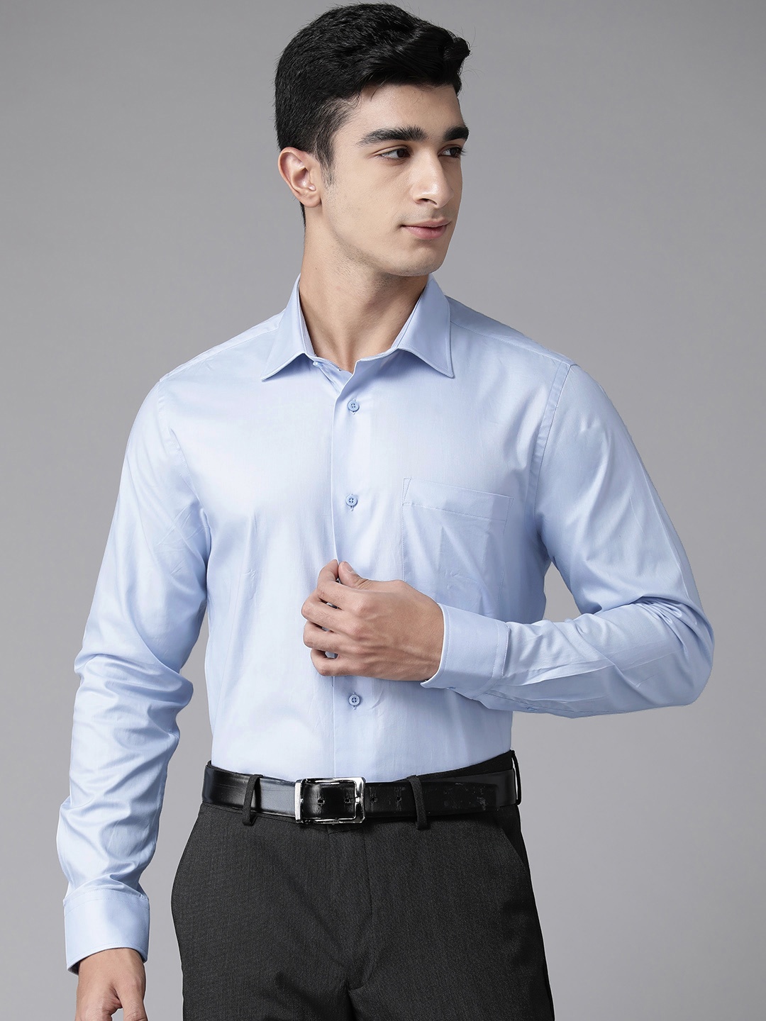 

Blackberrys Cotton India Slim Fit Formal Shirt, Blue