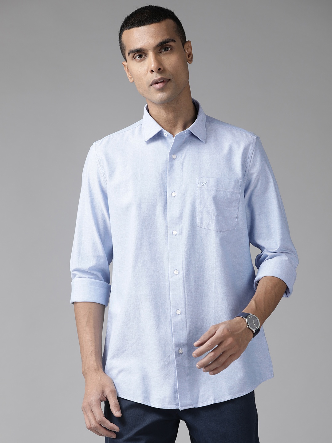 

Blackberrys Cotton Slim Fit Opaque Casual Shirt, Blue