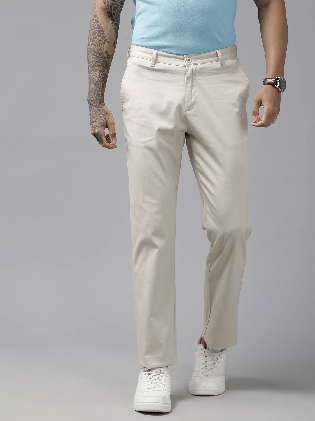 

Blackberrys Men Solid Trousers, Beige