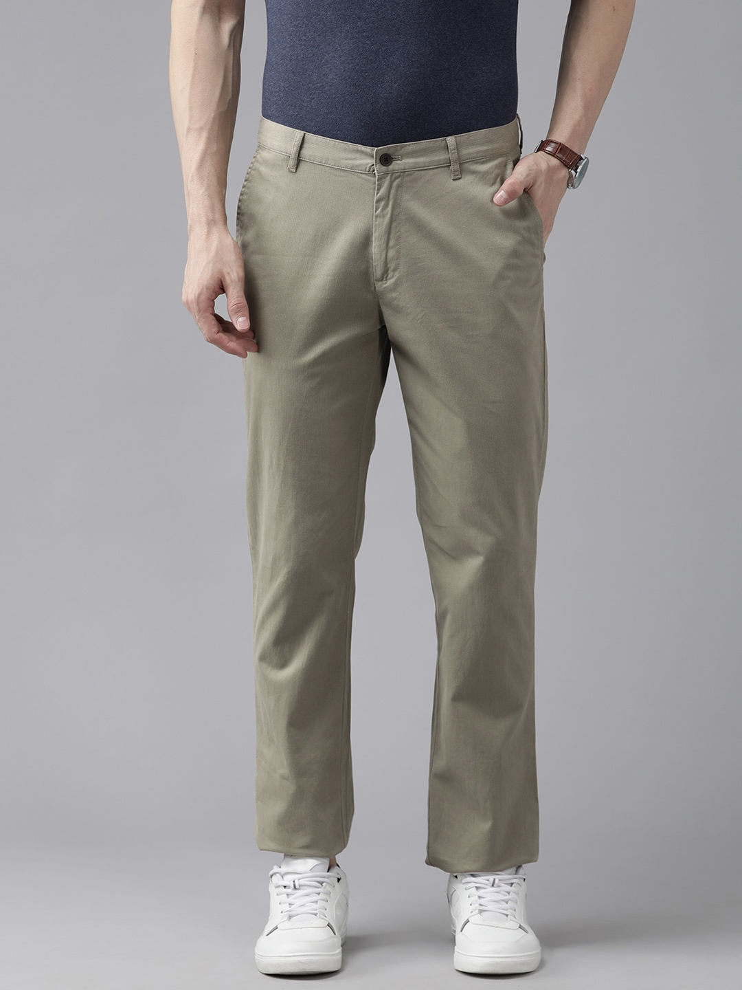 

Blackberrys Men Solid Trousers, Taupe