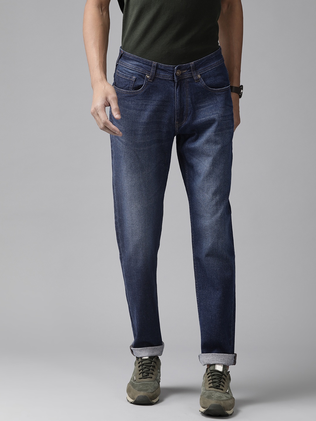 

Blackberrys Men Buff Slim Fit Light Fade Stretchable Jeans, Navy blue