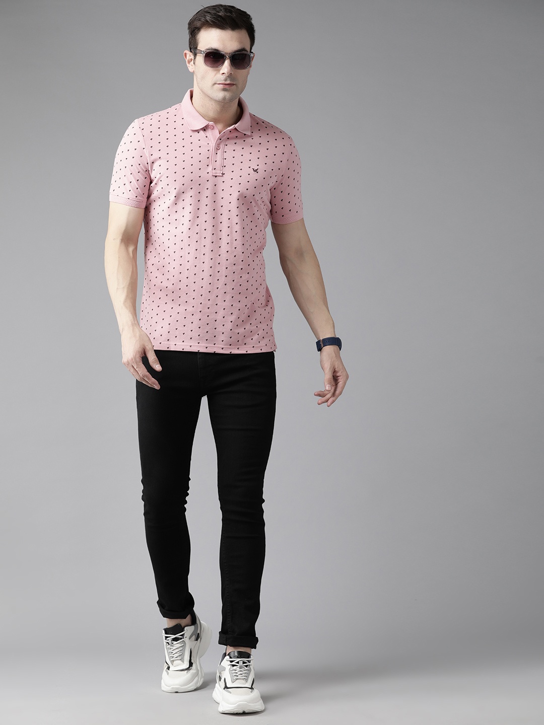 

Blackberrys Men Printed Polo Collar Slim Fit T-shirt, Pink