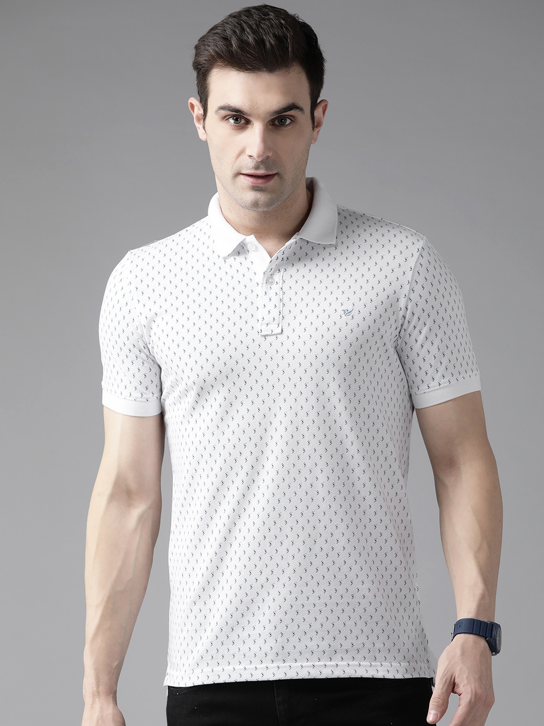

Blackberrys Men Printed Polo Collar Slim Fit T-shirt, White