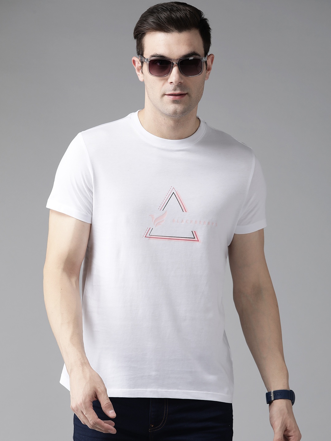 

Blackberrys Men Mercerized Crew Neck Tshirt, White