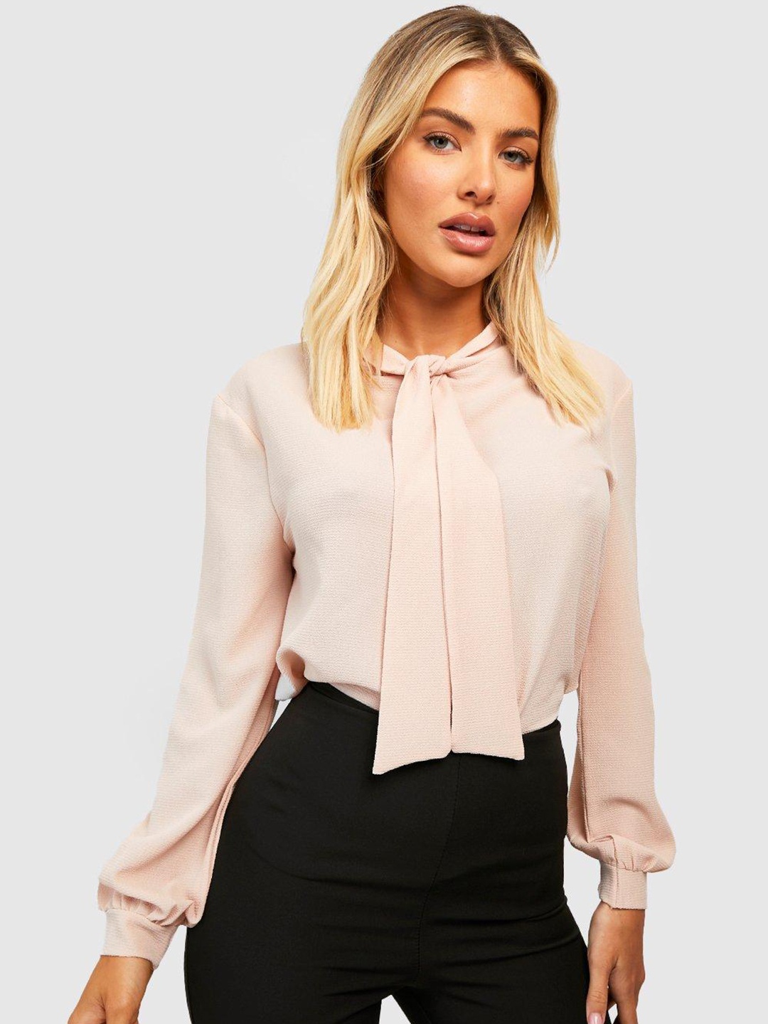 

Boohoo Tie-Up Neck Top, Pink