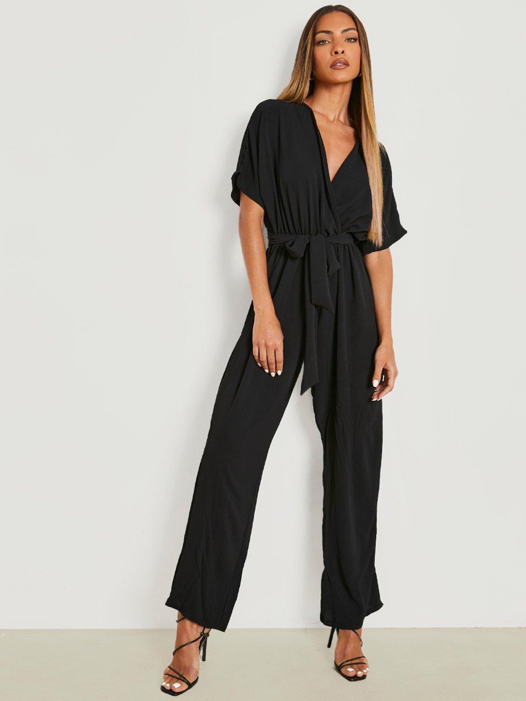 

Boohoo Basic Jumpsuit with Belt, Black