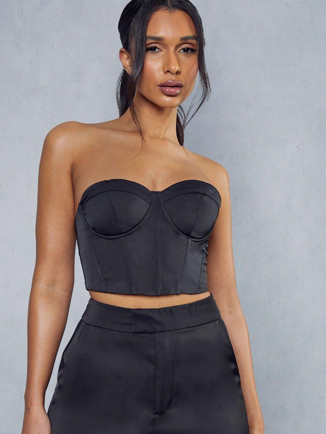 

MISSPAP Off-Shoulder Corset Top, Black