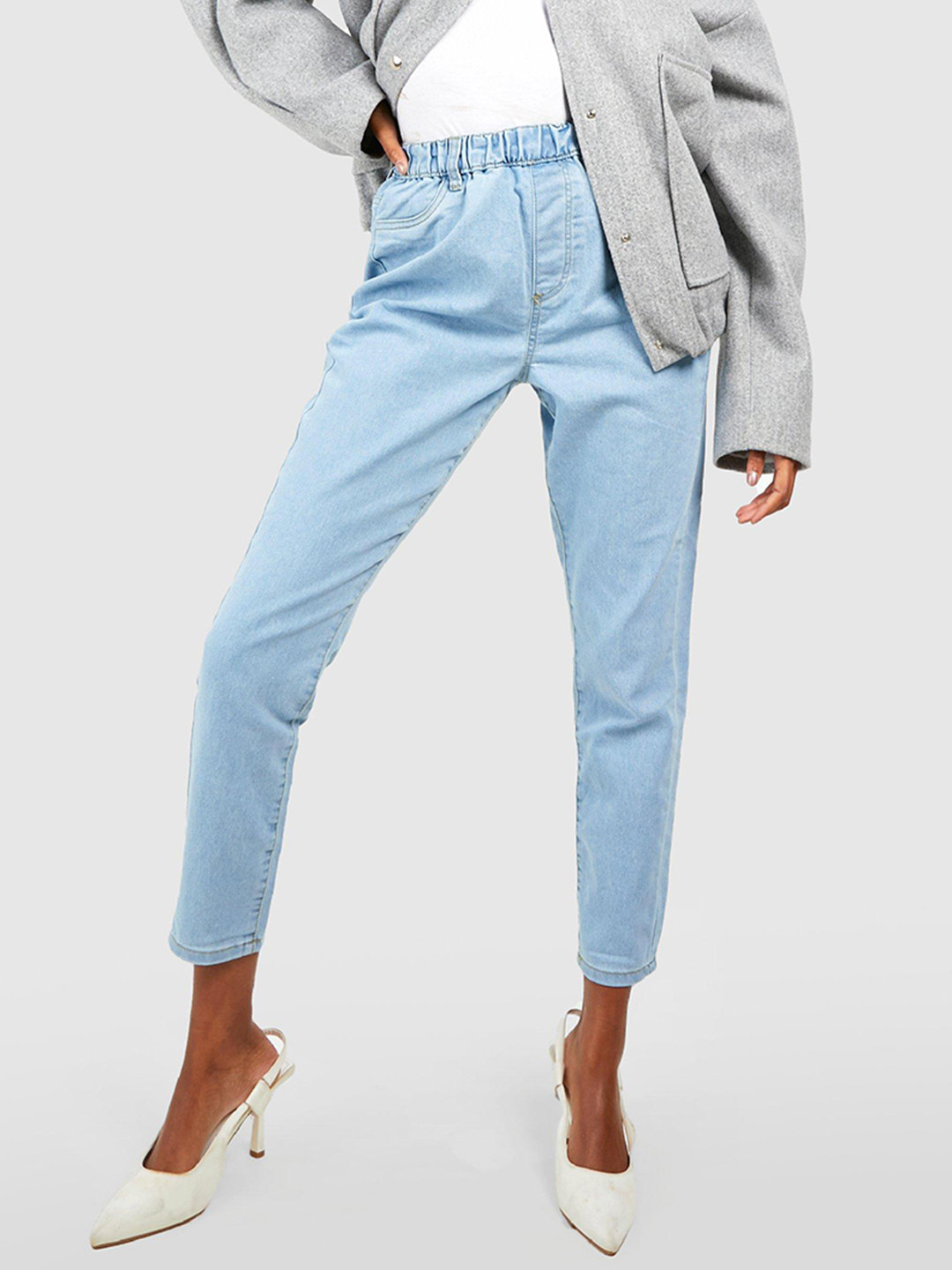 

Boohoo Women High Waist Crop Jeggings, Blue