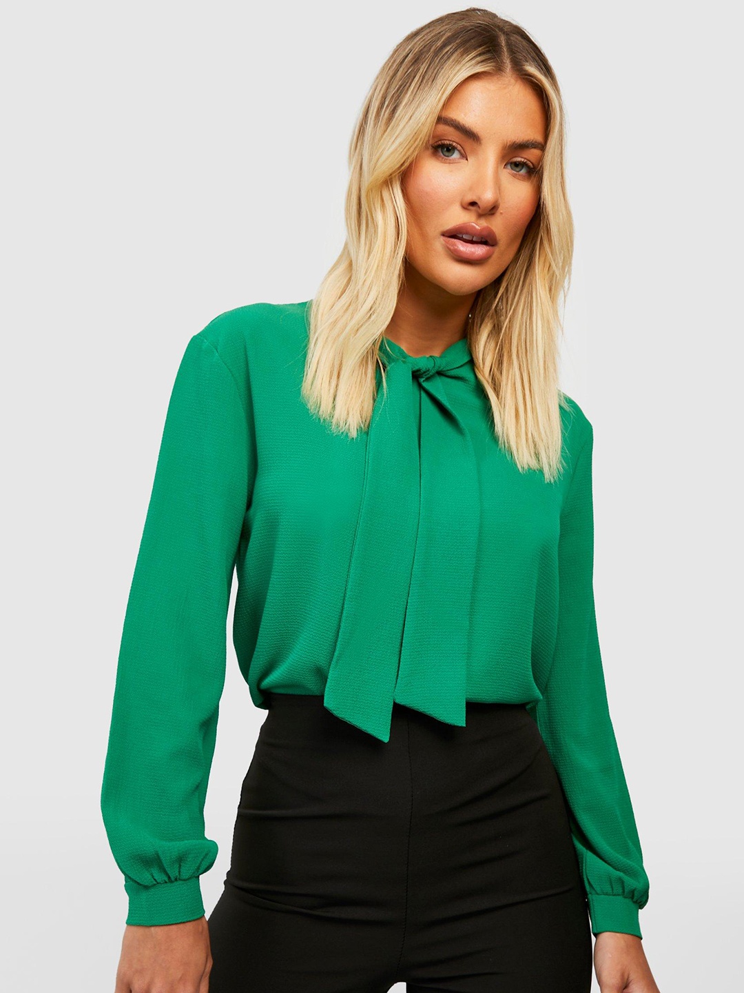 

Boohoo Tie-Up Neck Top, Green