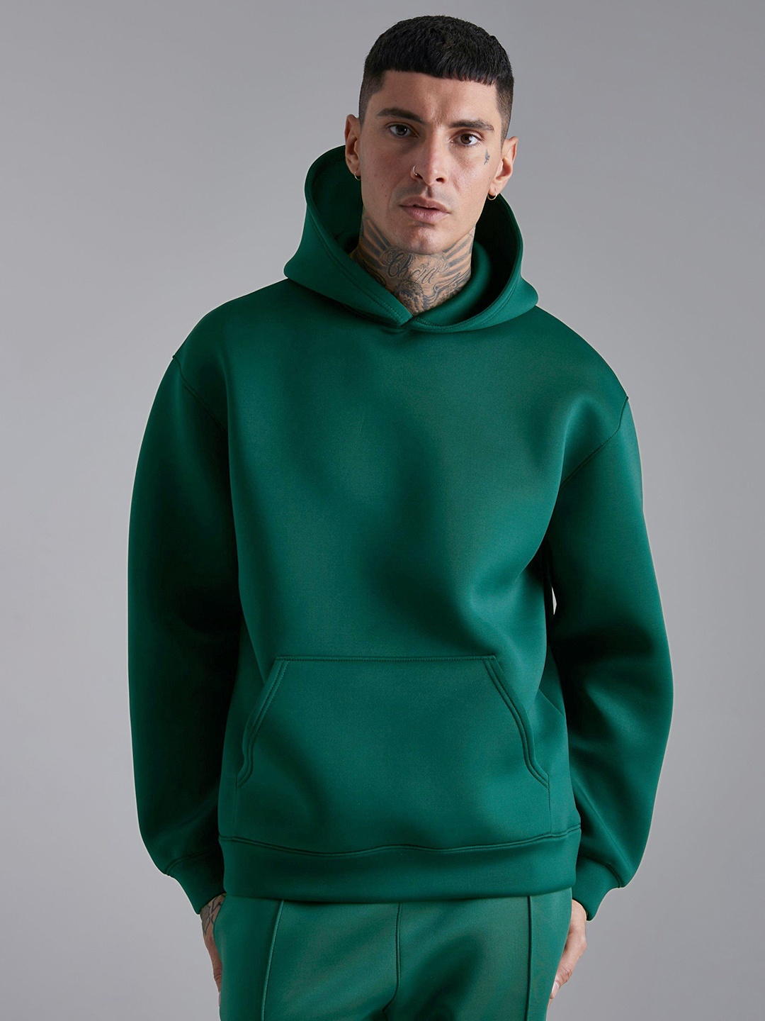 

boohooMAN Regular Fit Hooded Sweatshirt, Green