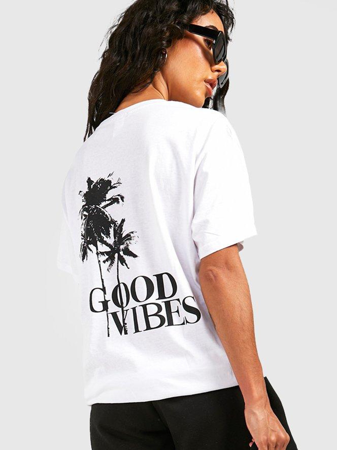 

Boohoo Women Printed Pure Cotton Oversized T-shirt, White
