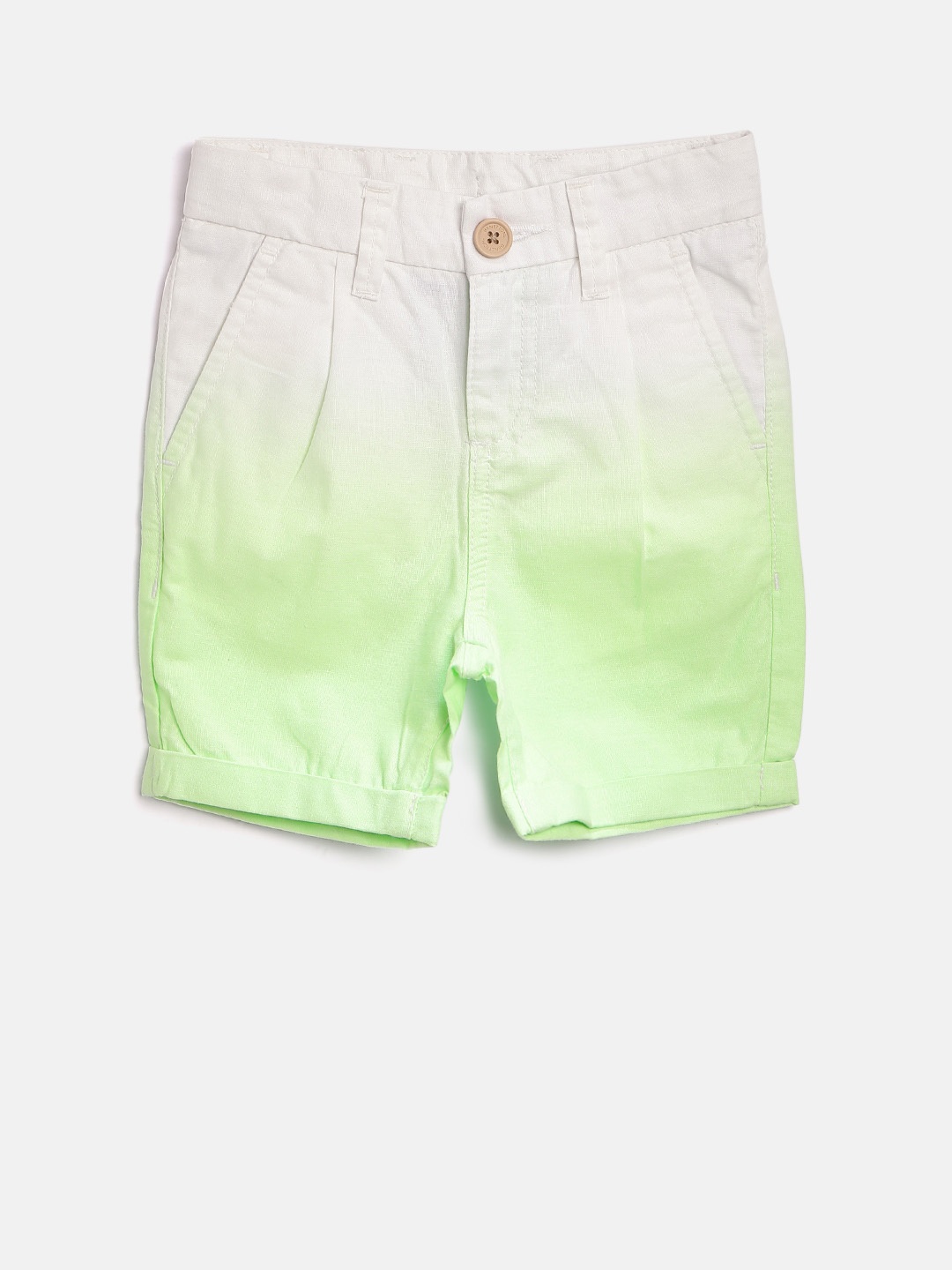 

United Colors of Benetton Boys White & Green Dyed Shorts