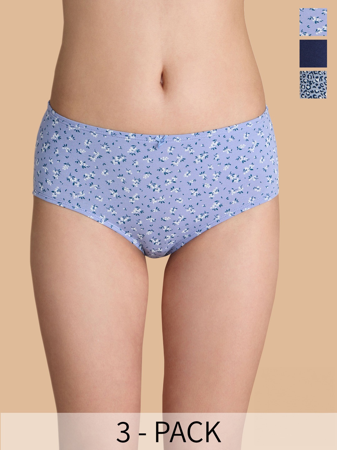 

Nykd Pack Of 3 Mid-Rise Assorted Anti-Odour Cotton Hipster Briefs NYP100-Assortment7