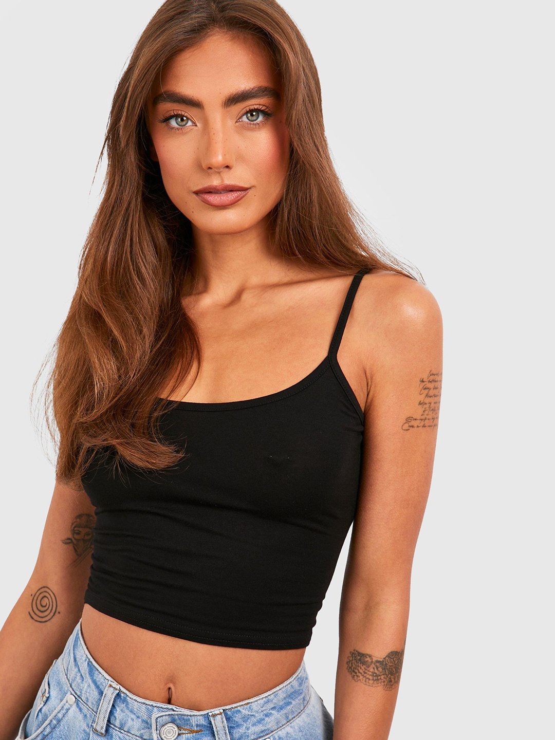 

Boohoo Straps Crop Top, Black