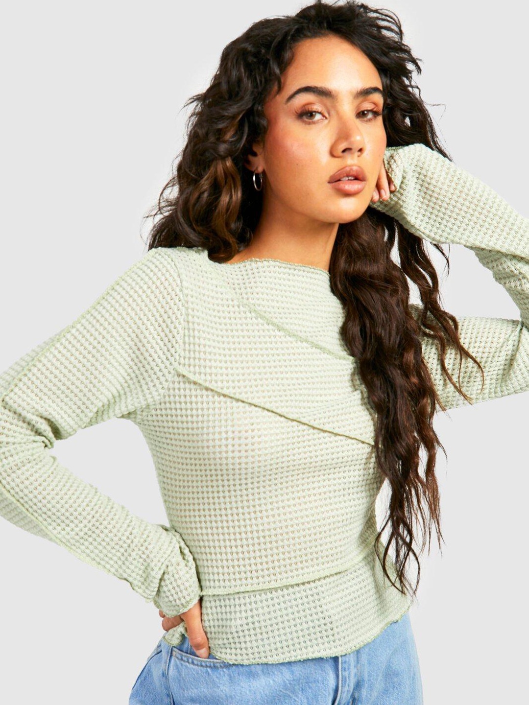 

Boohoo Textured Top, Green