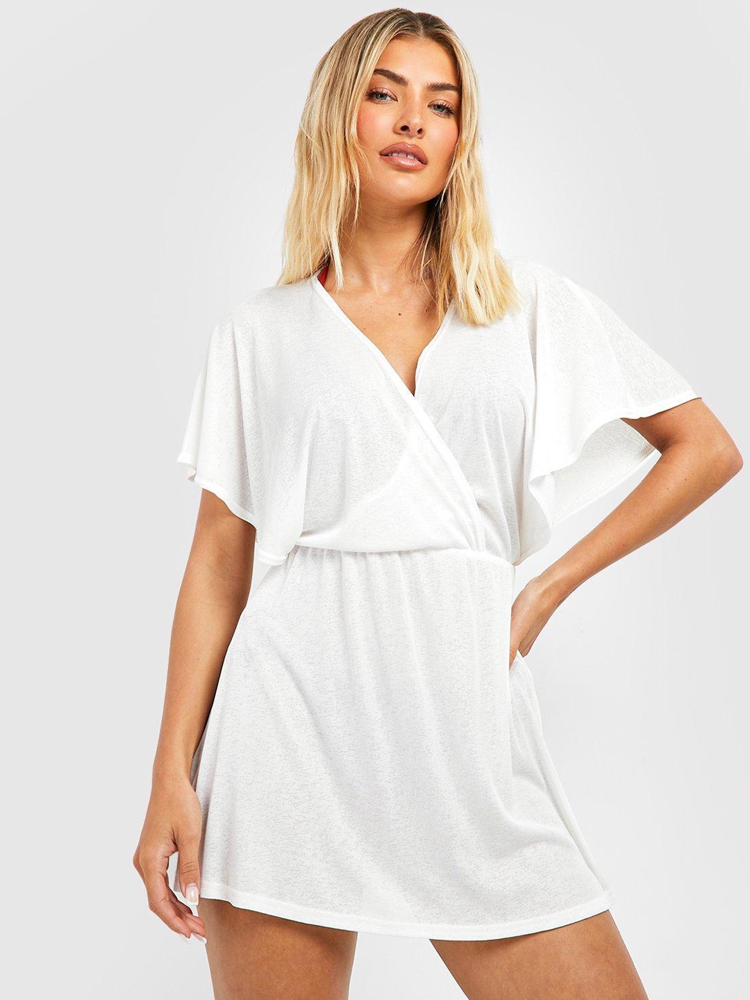 

Boohoo Texture Cover Up Dress, White