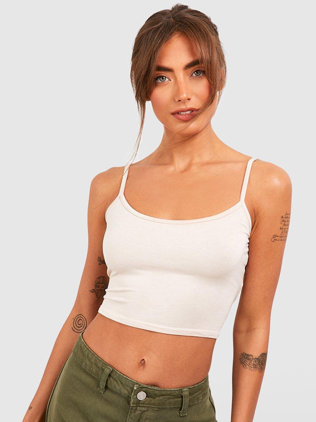 

Boohoo Shoulder Straps Crop Top, White