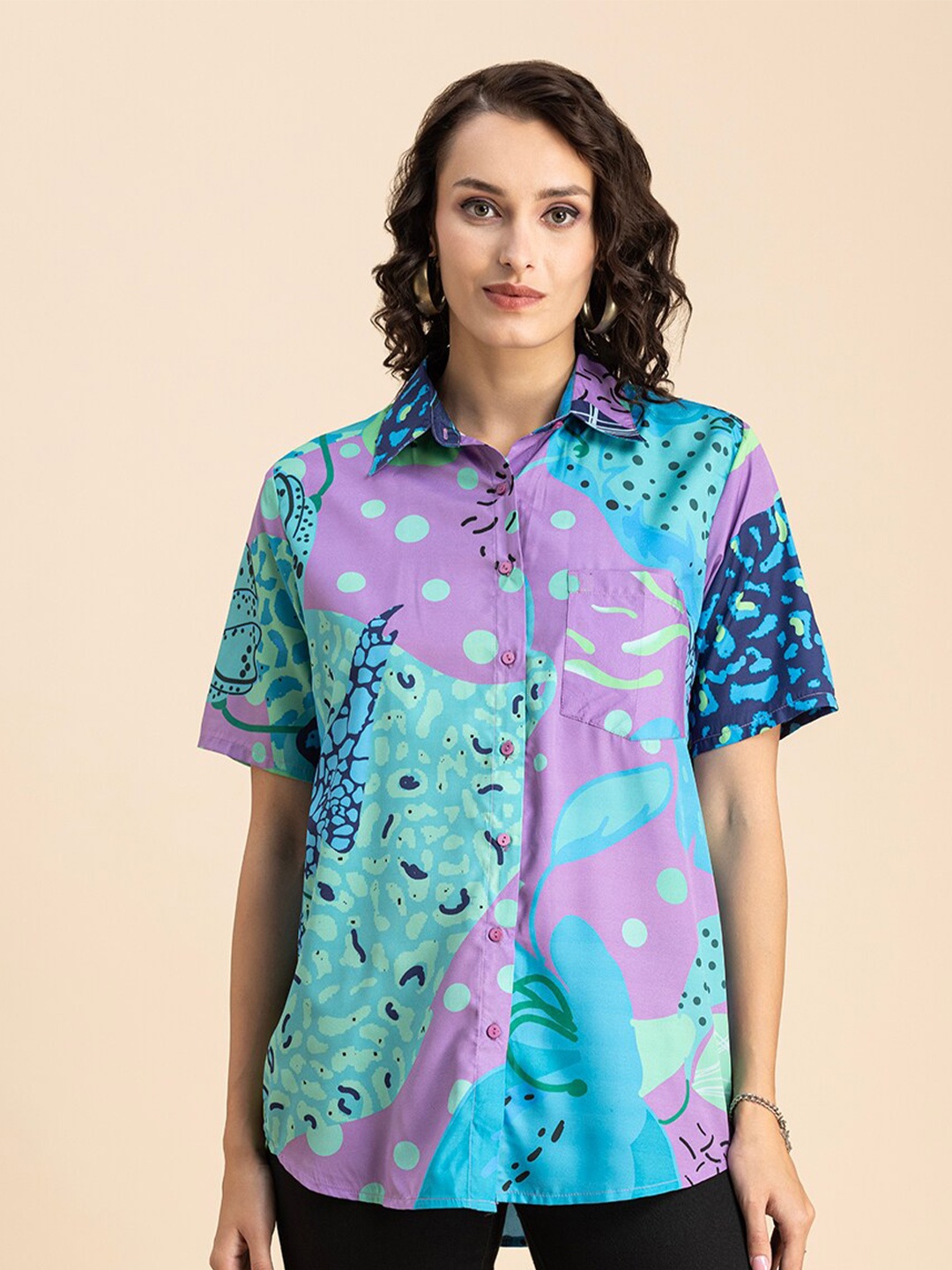 

Moomaya Abstract Printed Casual Shirt, Purple