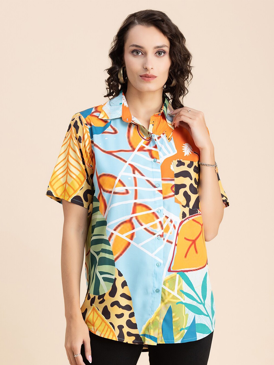 

Moomaya Abstract Printed Casual Shirt, Orange