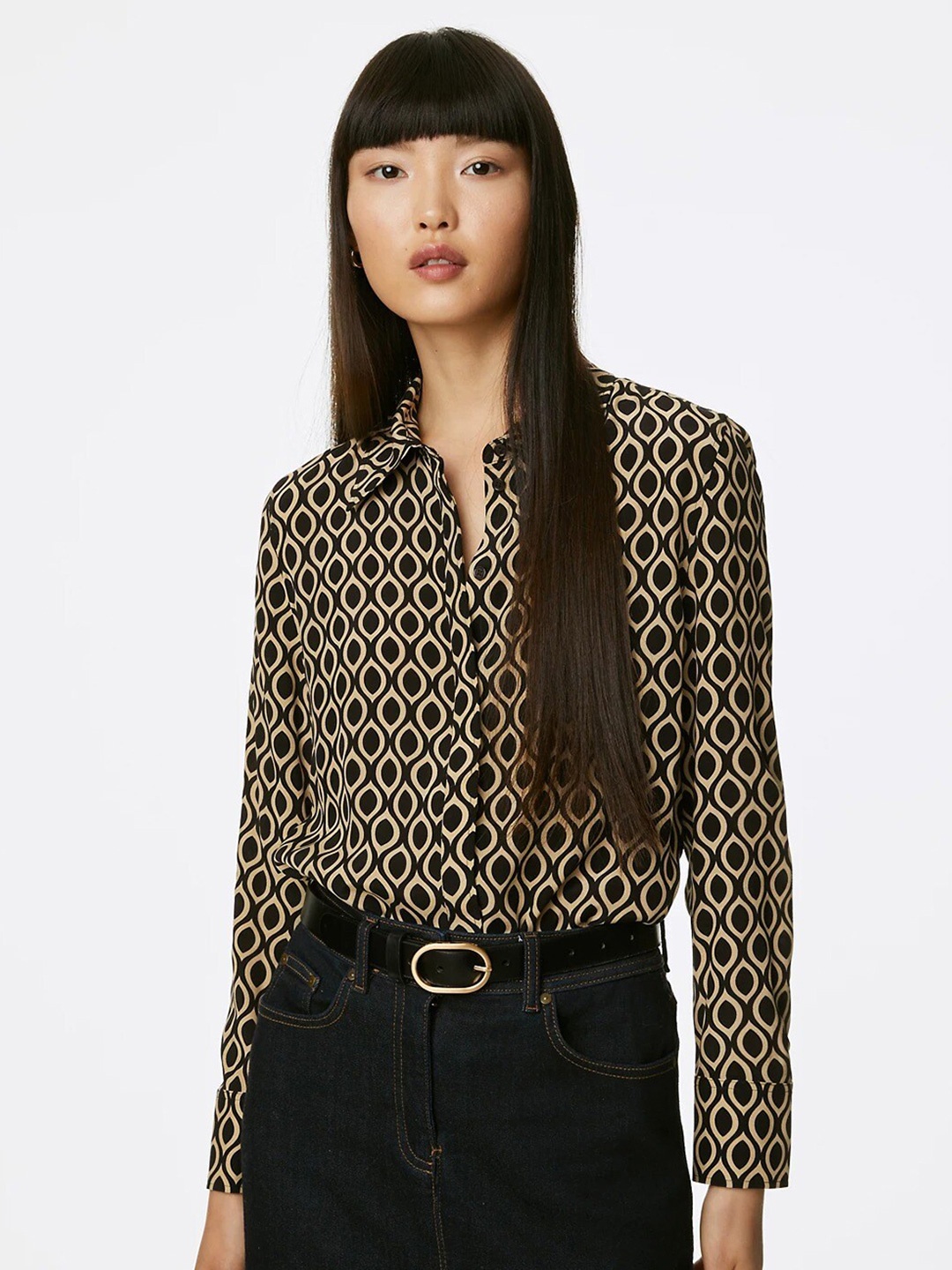 

Marks & Spencer Geometric Printed Casual Shirt, Black