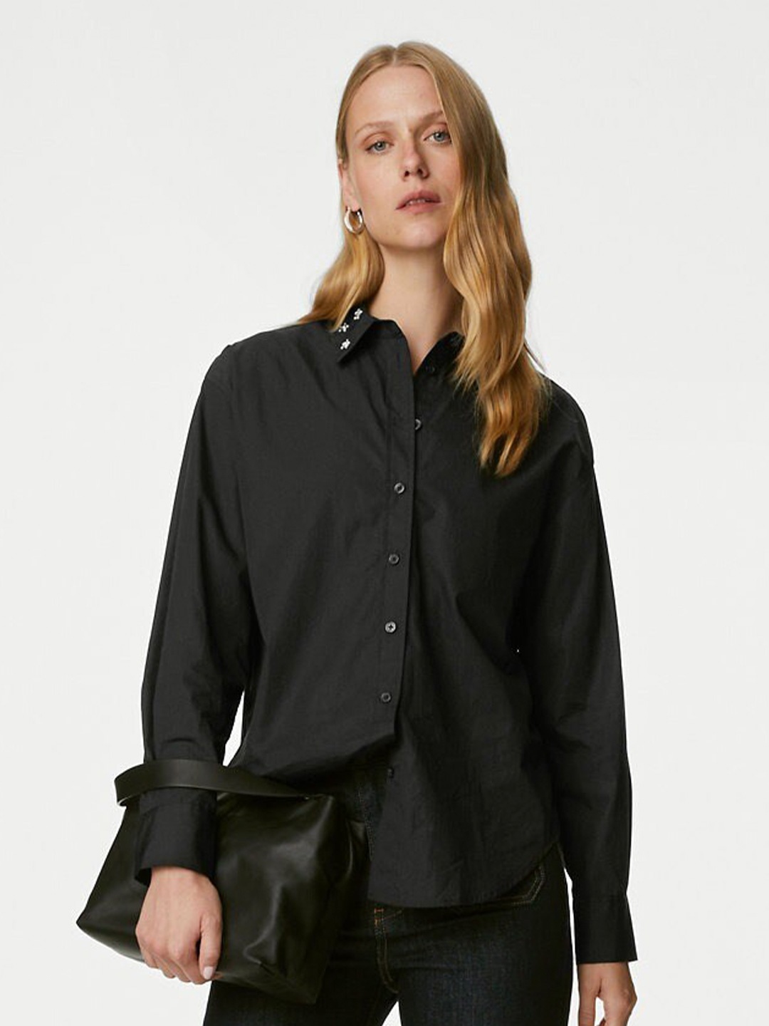 

Marks & Spencer Opaque Pure Cotton Casual Shirt, Black