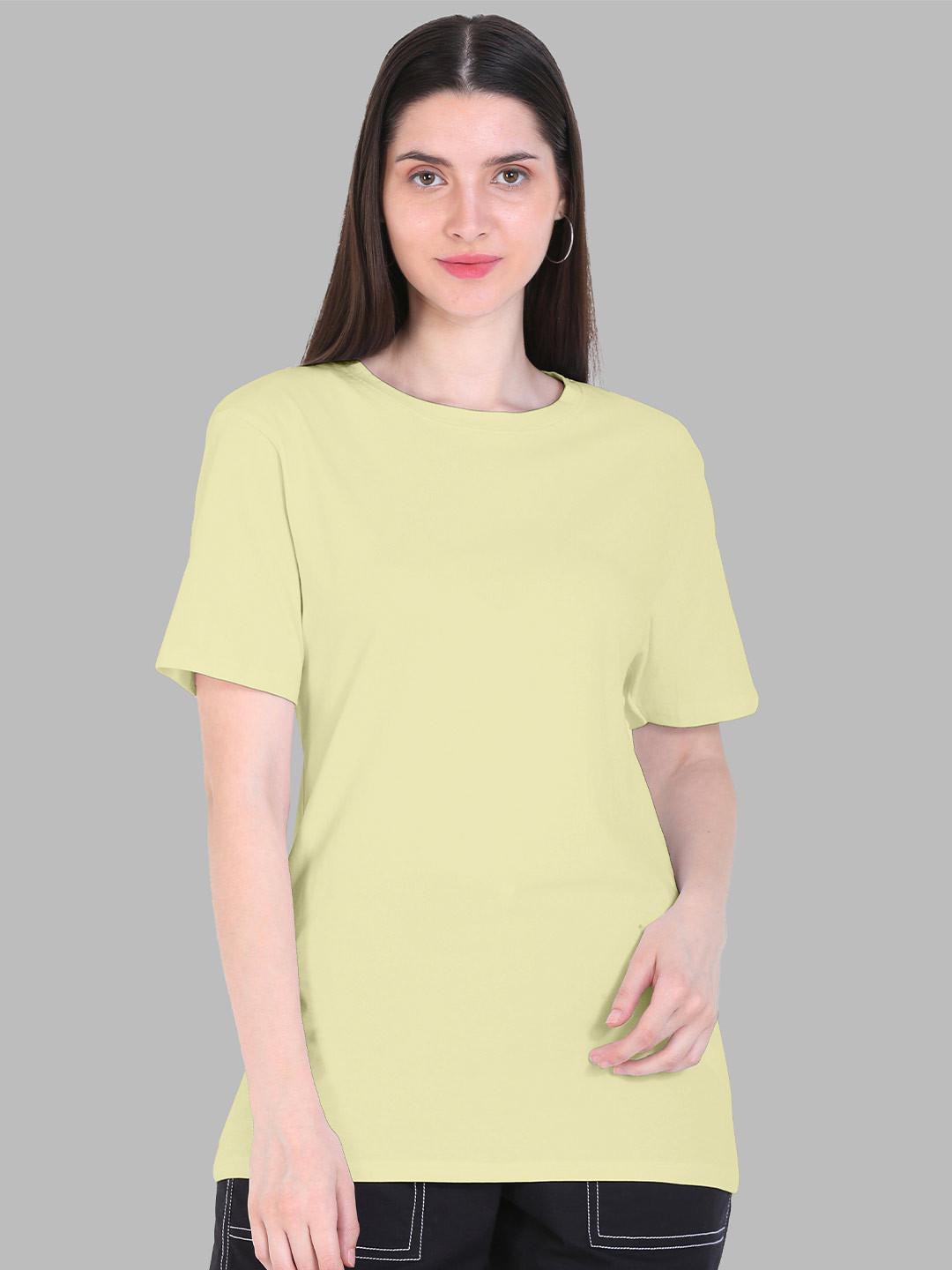 

Fasha Drop Shoulder Sleeves Oversized Cotton T-shirt, Lime green