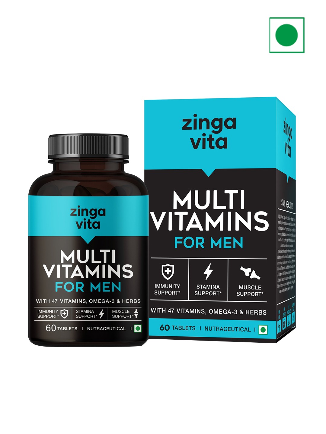 

Zingavita Multivitamin Tablets With 41 Essential Vitamins & Strengthen Bones - 60 Tablets, Blue