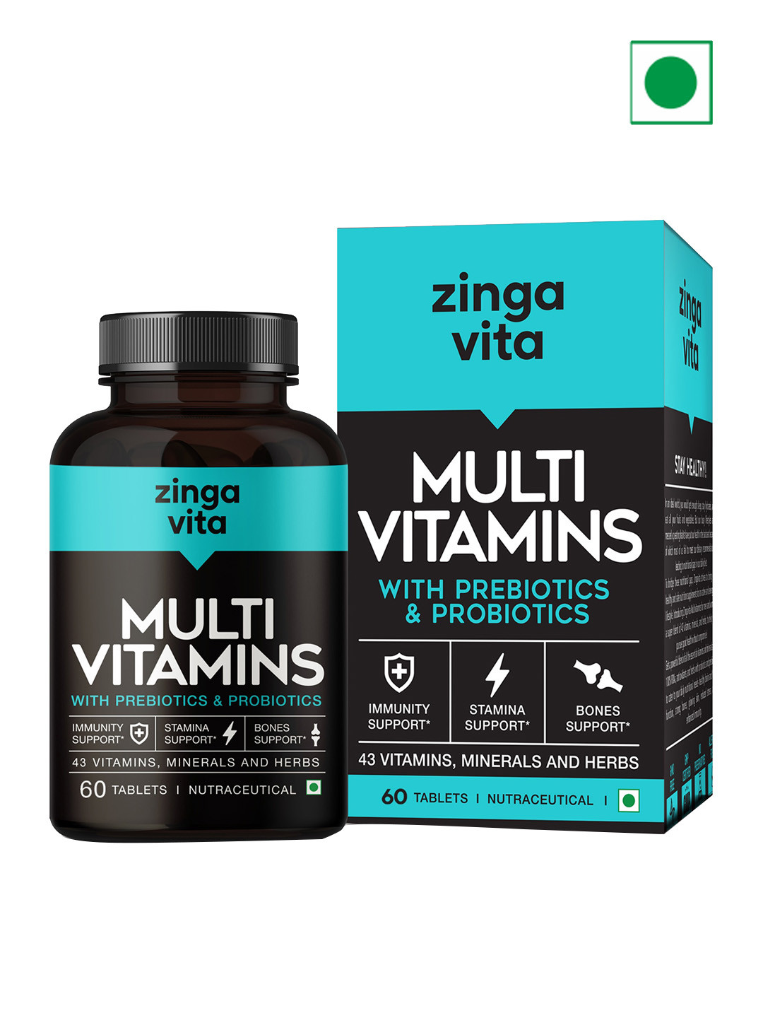 

Zingavita Probiotics & Prebiotics Multivitamin Tablets - 60 Tablets, Blue