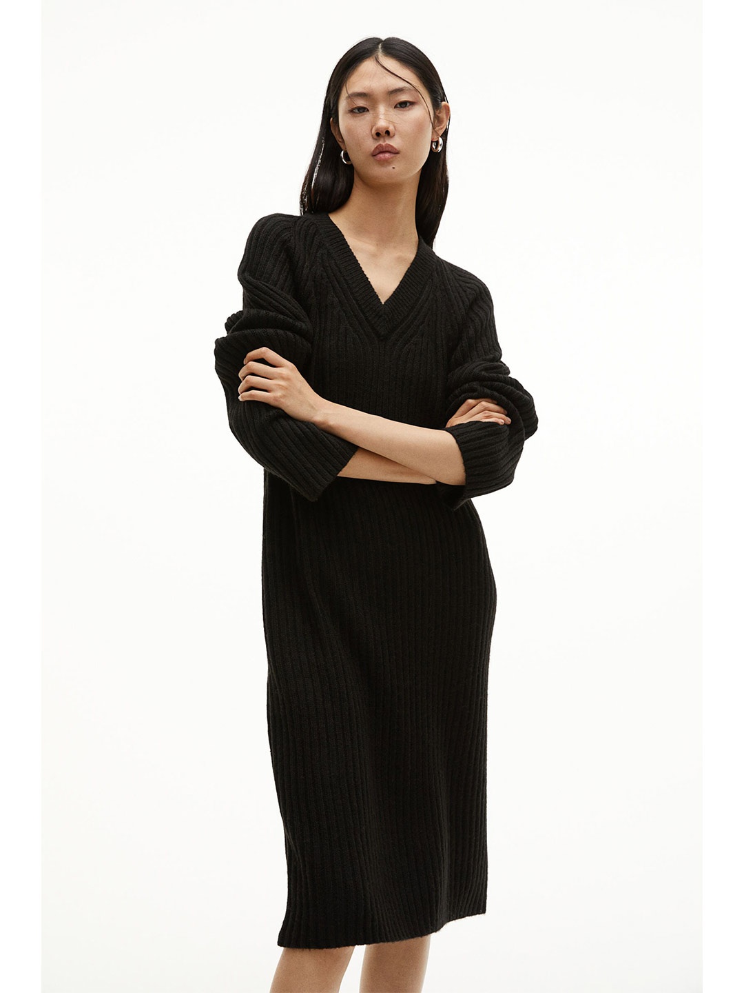 

H&M Rib-Knit Dress, Black