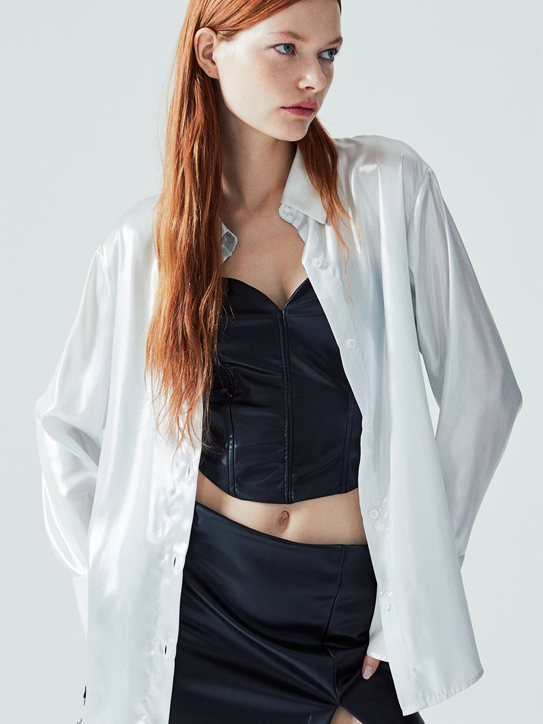 

H&M Satin Shirt, White