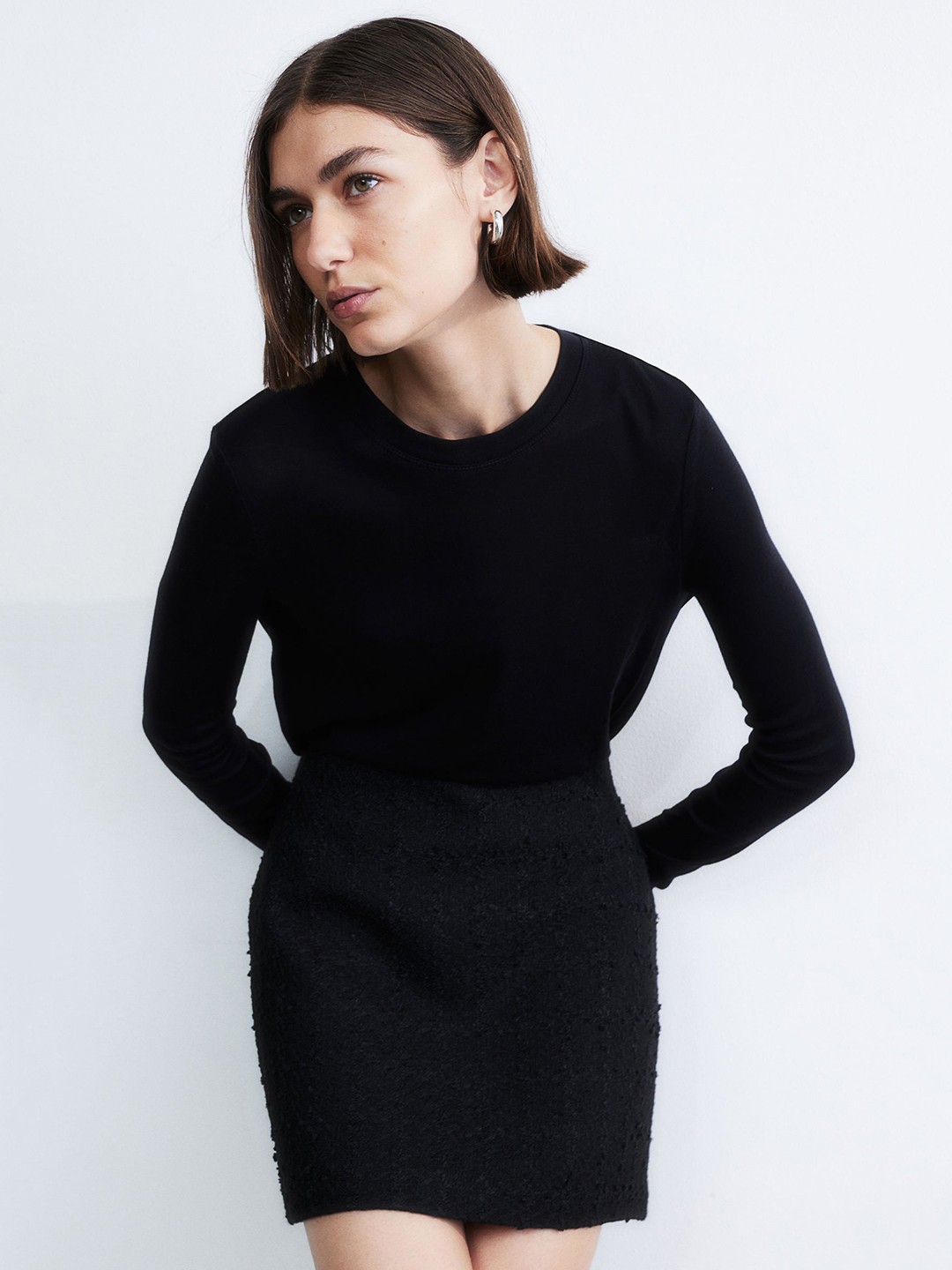 

H&M Textured Mini Skirt, Black