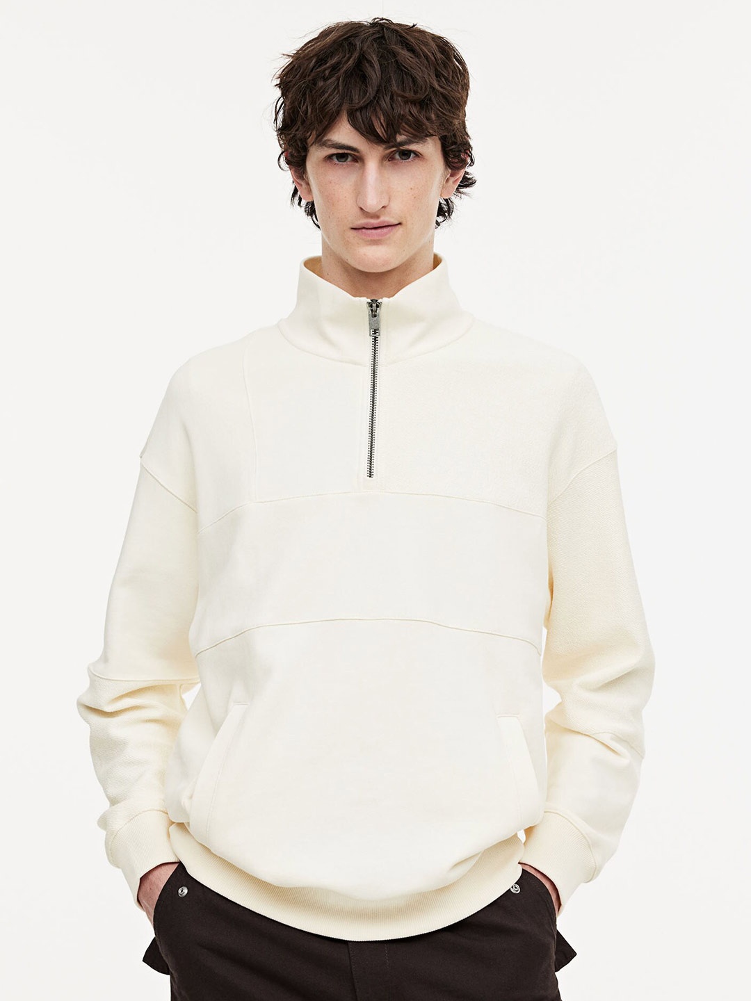 

H&M Pure Cotton Loose Fit Sweatshirt, White