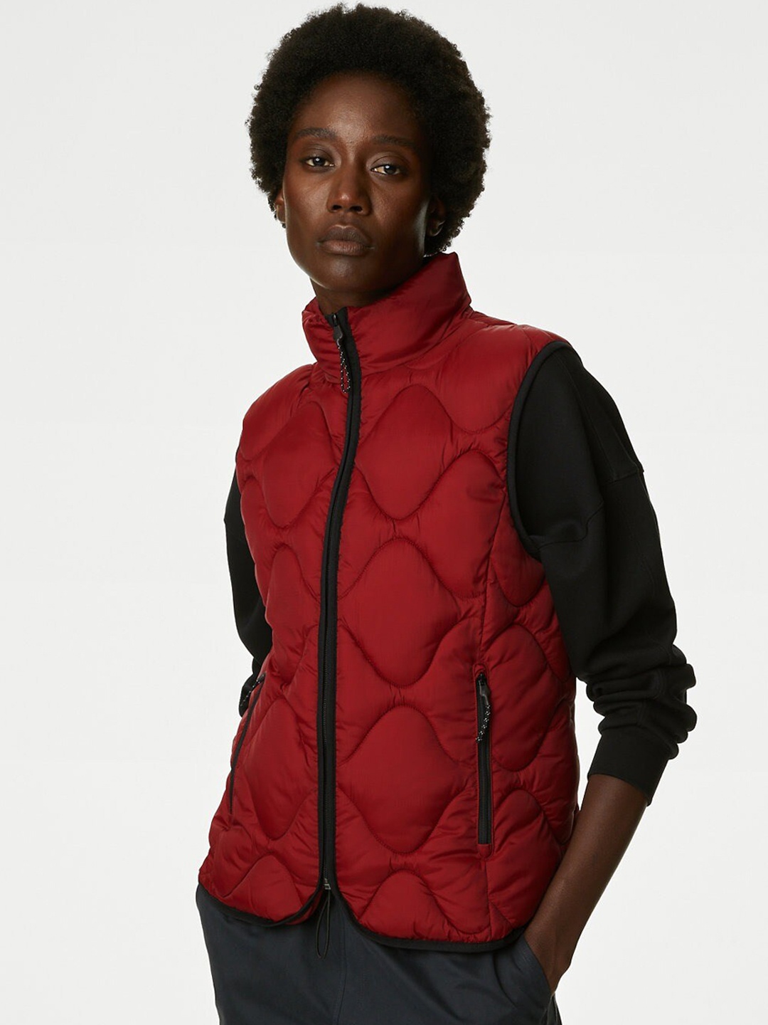 

Marks & Spencer Mock Collar Quilted Jacket, Red