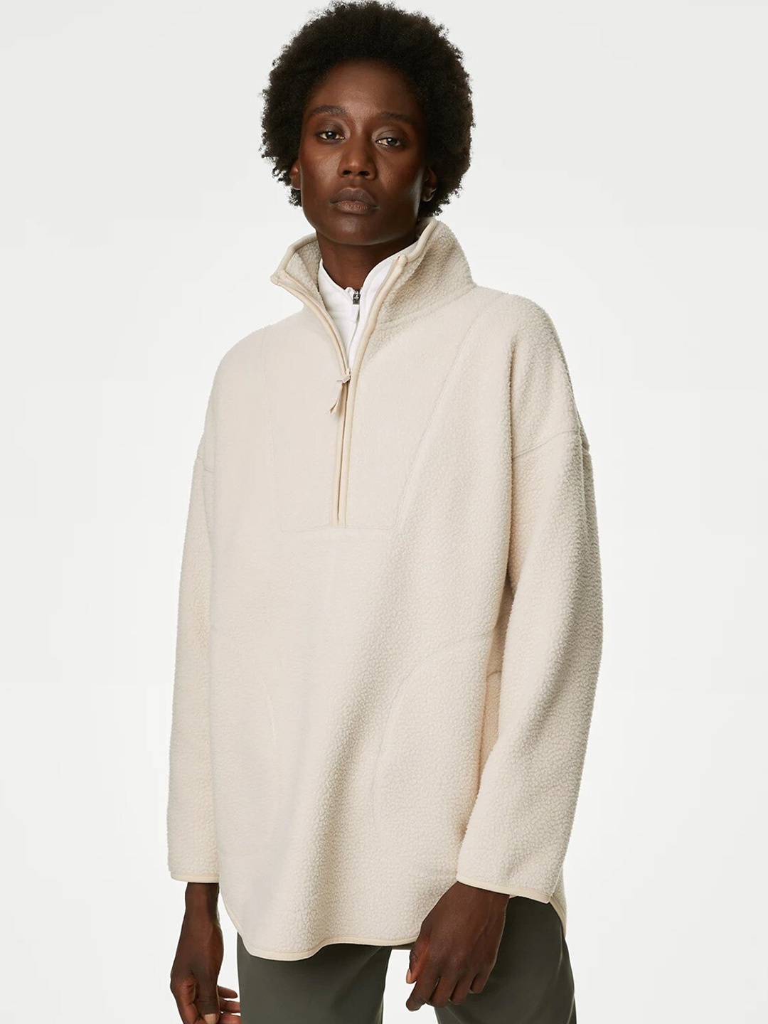 

Marks & Spencer Mock Collar Longline Tailored Jacket, Beige