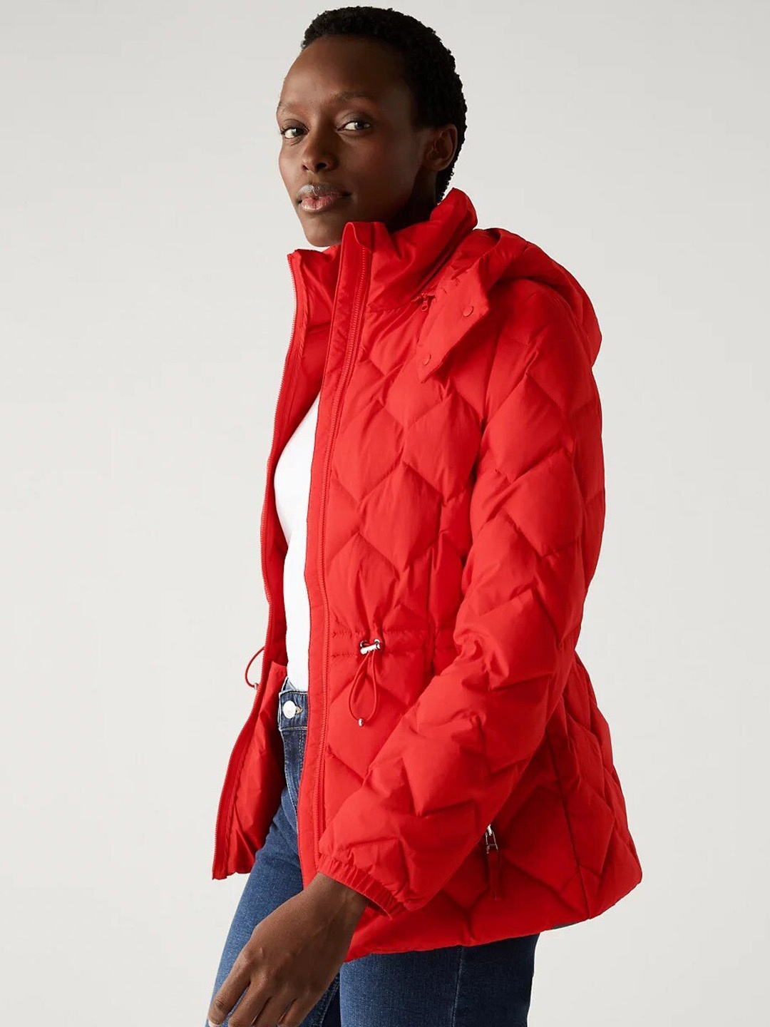 

Marks & Spencer Hooded Quilted Jacket, Red