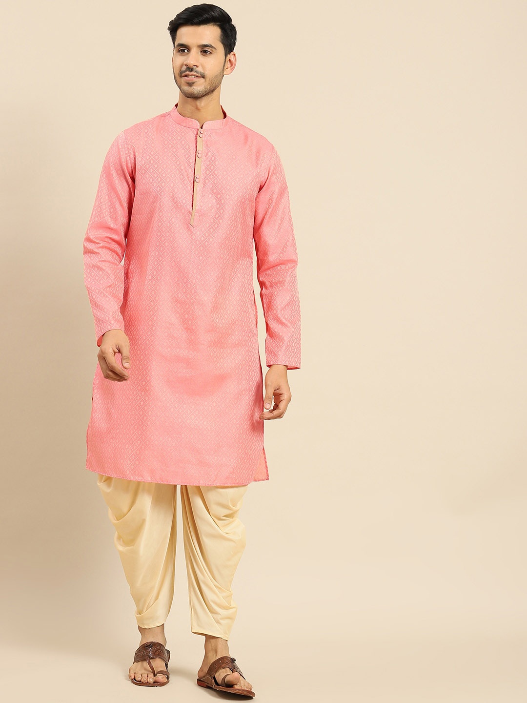

Anouk Ethnic Motifs Woven Design Regular Kurta with Dhoti Pants, Pink