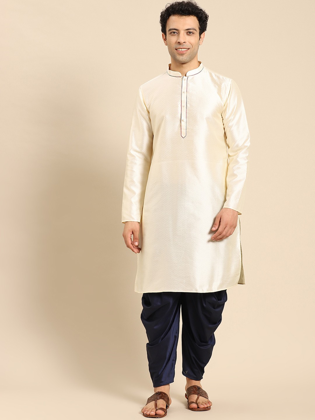 

Anouk White Ethnic Motif Woven Design Regular Straight Kurta with Dhoti Pants