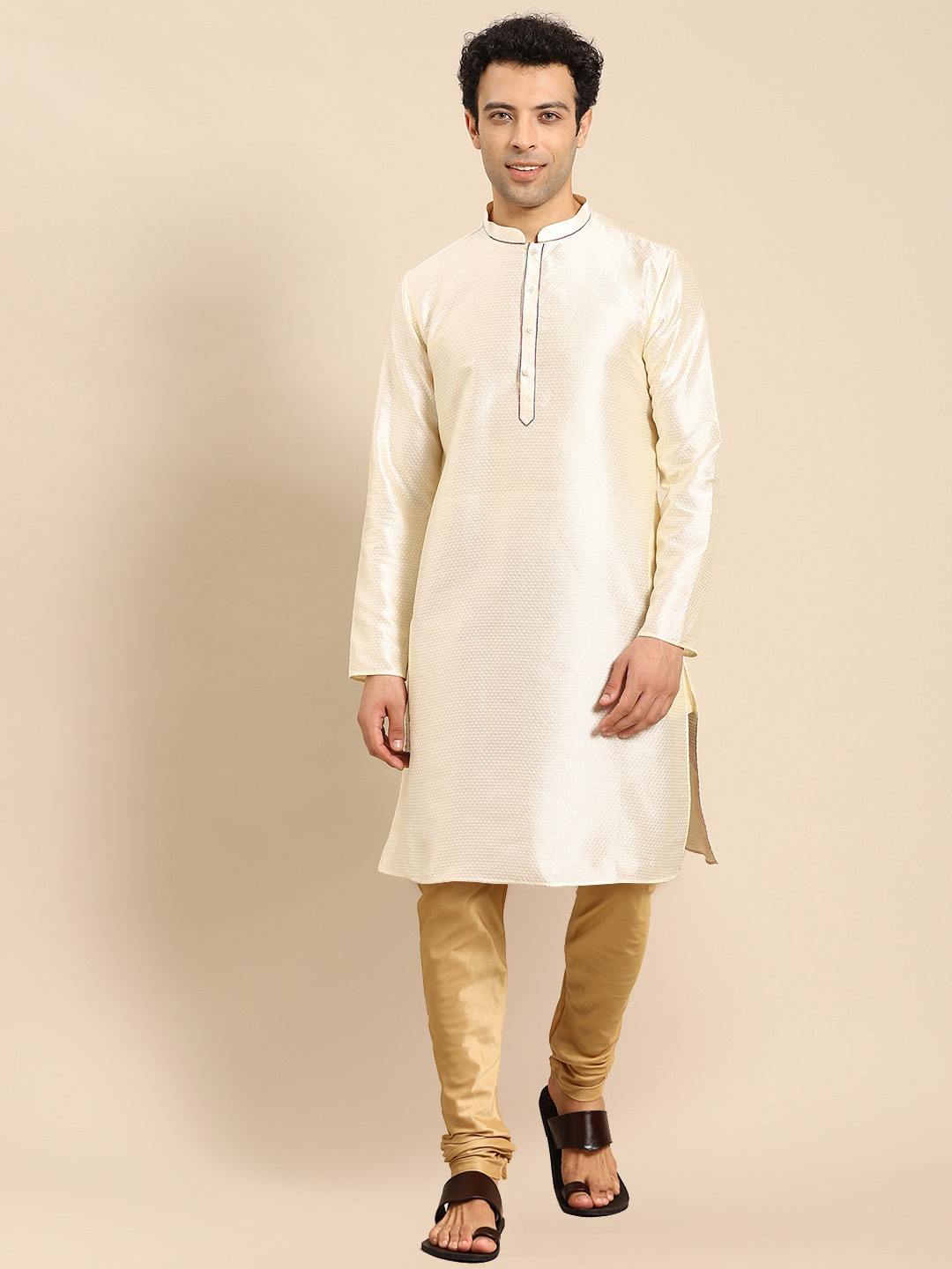

Anouk Embroidered Thread Work Straight Kurta With Trousers, White
