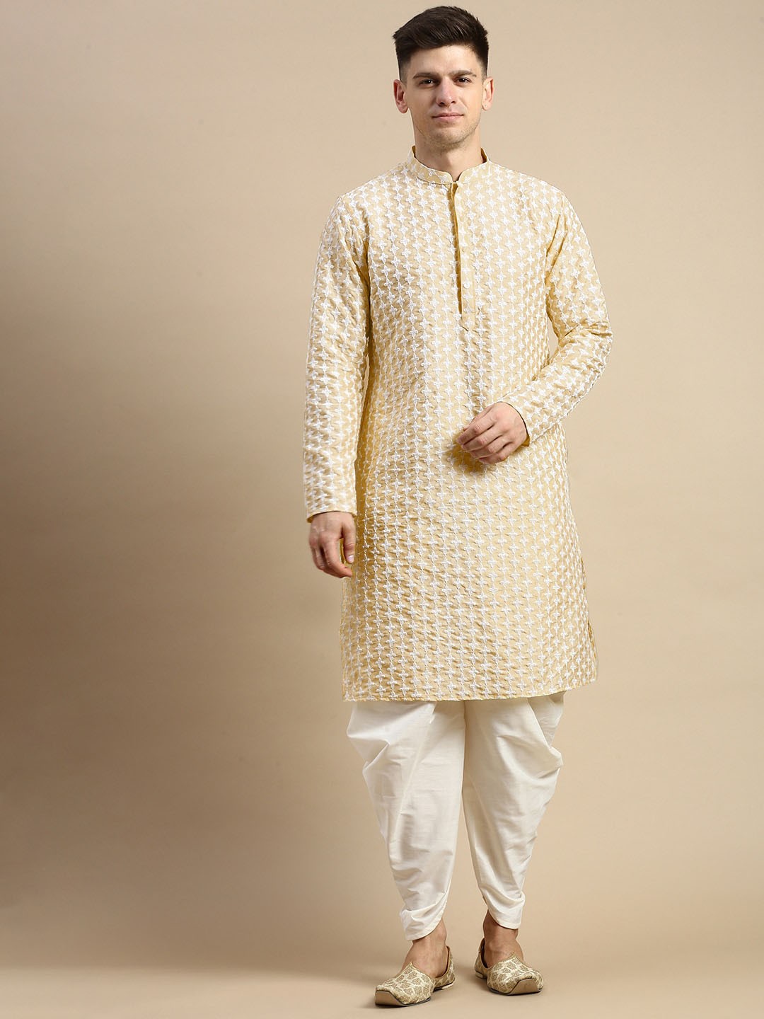 

Anouk Ethnic Motifs Embroidered Regular Kurta With Dhoti Pants, Yellow